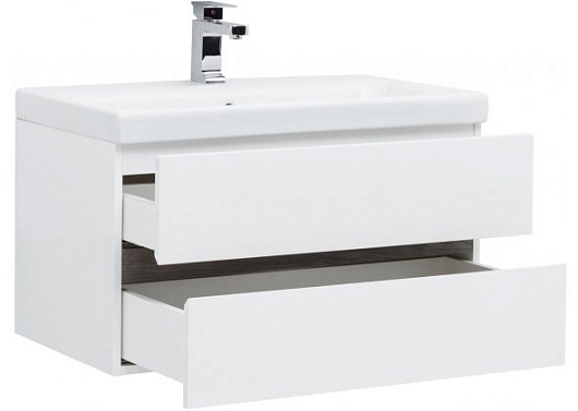 Aquanet Комплект мебели Беркли 80 белый глянец/дуб рошелье – картинка-13