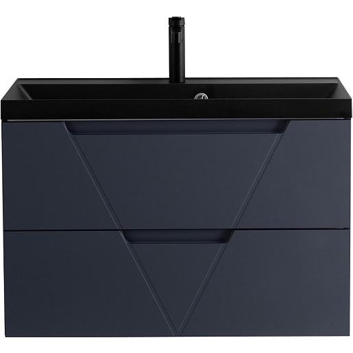 BelBagno Мебель для ванной Vittoria 100 подвесная Grigio Opaco с раковиной BB1000/450-LV-ART-AST-NERO – фотография-2