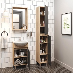 Onika Мебель для ванной Милтон 45 R серая/дуб сонома – фотография-4