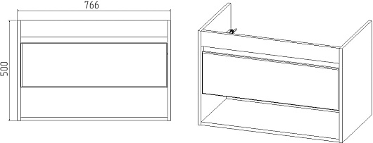 Viant Тумба с раковиной Бостон 80 1 ящик подвесная графит/дуб вотан – фотография-8