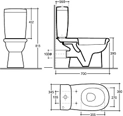 Керамин Унитаз-компакт Ареццо двухрежимный с сиденьем дюропласт – фотография-7
