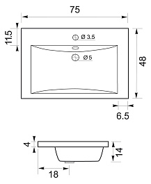 Aquanet Тумба с раковиной "Нота 75" черная (171490) – фотография-8