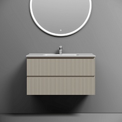 Sancos Тумба с раковиной Snob T 90 beige soft раковина Element CN7002 91 – фотография-2