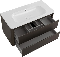 Cezares Тумба с раковиной без отверстия под смеситель Relax 100 подвесная оружейная сталь – фотография-6