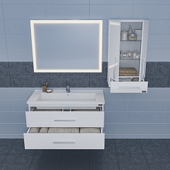 СанТа Шкаф подвесной Вегас 600x900 с ящиком белый – фотография-4