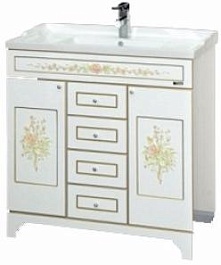 Misty Тумба для умывальника Milano 80 бежевая патина/декор – фотография-1