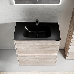 Sancos Тумба с раковиной Libra Floor 80 дуб галифакс натуральный раковина Element 81 CN7005MB – фотография-2