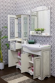 Sanflor Мебель для ванной Адель 82 L белая, патина серебро – фотография-4