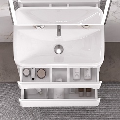 Equil Тумба под раковину Nice 70 2 ящика подвесная белая – фотография-4