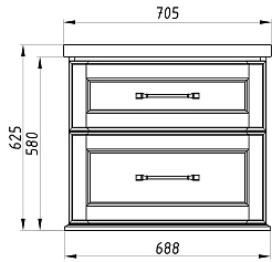 ASB-Woodline Тумба с раковиной Венеция 70 подвесная белая патина серебро – фотография-12