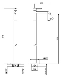 Webert Смеситель для раковины напольный Elio EL832101015 хром – фотография-2
