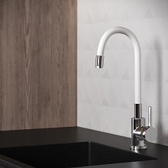 Aringa Смеситель для кухни Твид AR02021WH белый/хром – фотография-3