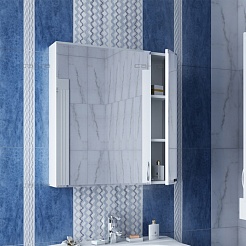 СанТа Зеркальный шкаф Стандарт 70 свет белый – фотография-4