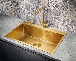 Milacio Мойка кухонная Denia 75 Steel золото брашированное – фотография-5