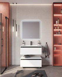 Cezares Тумба с раковиной Slider 80 с 2 ящиками белая – фотография-11