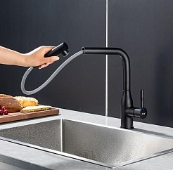 Frap Смеситель для кухни F6096-6 черный – фотография-4