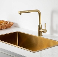 Frap Смеситель для кухни F6096-3 золотой сатин – фотография-2