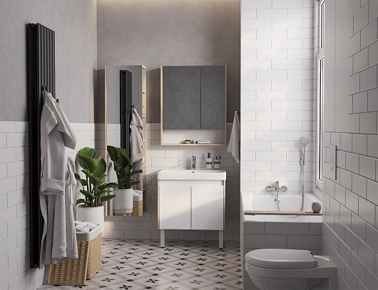 Акватон Мебель для ванной Сканди Doors 70 белая/дуб верона – фотография-2