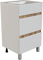 Mixline Тумба с раковиной Брикс 60 2 ящика белая/дуб вотан