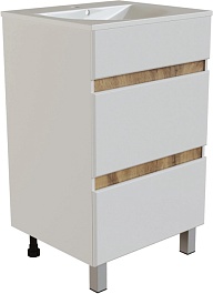 Mixline Тумба с раковиной Брикс 60 2 ящика белая/дуб вотан – фотография-1