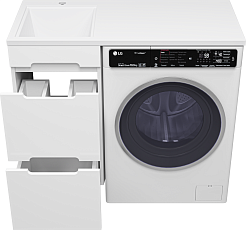 Misty Тумба с раковиной Байкал 100 L под стиральную машину белая – фотография-4