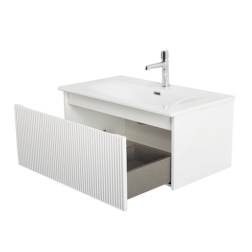 BelBagno Тумба с раковиной Uno 80 подвесная Bianco Opaco с раковиной BB-8099-3-80 – картинка-11