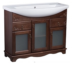 Bas Мебель для ванной Варна 105 орех, вставки стекло – фотография-2