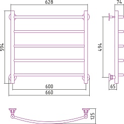 Стилье Полотенцесушитель Версия-Н2 600х600 – фотография-2