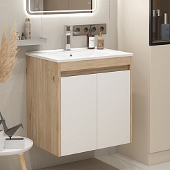 Teymi Тумба с раковиной Netta 60 подвесная дуб/белый – фотография-4