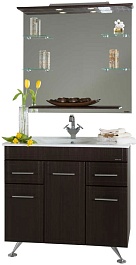 Водолей Мебель для ванной "Ницца D 90" венге с б/к, умывальник Elen – фотография-1