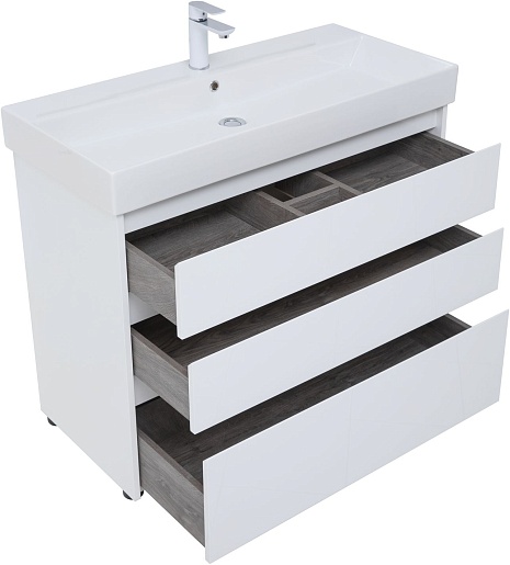 Aquanet Тумба с раковиной Nova Lite 100 белая глянцевая – фотография-6