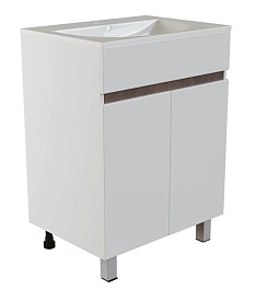 Mixline Тумба под раковину Брикс 60 2 створки белый/дуб вотан (РАЗБОР) – фотография-1