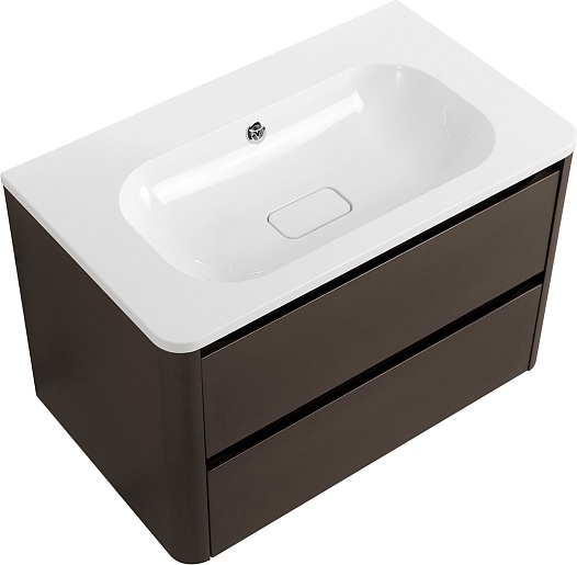 Cezares Тумба с раковиной без отверстия под смеситель Relax 80 подвесная оружейная сталь – картинка-3