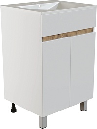 Mixline Тумба с раковиной Брикс 50 2 створки белая/дуб вотан – фотография-1