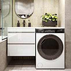 Vivon Тумба с раковиной под стиральную машину Harper 120 L подвесная белый глянец – фотография-1