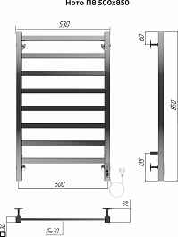 Terminus Полотенцесушитель электрический Ното П8 500x850 хром – фотография-3
