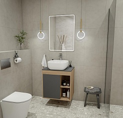 Teymi Тумба с раковиной Nura 60 дуб эврика/графит матовый T60529 раковина T50203 – фотография-2