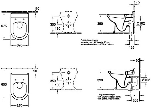 Villeroy & Boch Унитаз приставной Hommage 6663 10 R2 star white – картинка-3