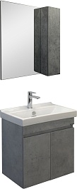 Comforty Мебель для ванной Осло 80 с зеркальным шкафом подвесная бетон светлый – фотография-1