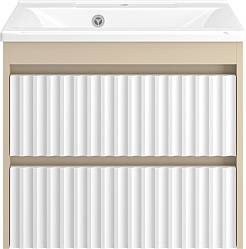 Brevita Тумба под раковину Balaton 65 подвесная белая/бежевая – фотография-1