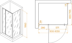 RGW Душевой уголок Passage PA-078B (PA-008B + Z-050-2B) 90x70 профиль черный стекло прозрачное – фотография-3