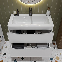 Vivon Тумба с раковиной Ostin 70 подвесная белая матовая – фотография-3