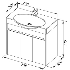 Aquanet Тумба с раковиной "Коста 76" дуб антик – фотография-3
