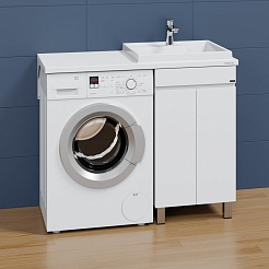 СанТа Тумба с раковиной под стиральную машину Марс 110 R 2 двери белая – фотография-2