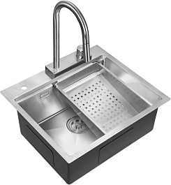 Milacio Мойка кухонная Denia 57 Steel со смесителем нержавеющая сталь – фотография-1