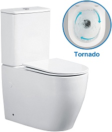 Azario Унитаз-компакт Bonelle AZ-1229A безободковый с бачком с сиденьем микролифт белый – фотография-3