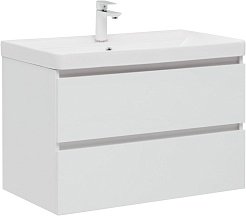 Aquanet Тумба под раковину Вега 80 подвесная белая глянцевая – фотография-1