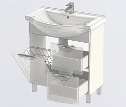Aquanet Тумба с раковиной "Асти 75" черная, с б/к – фотография-5