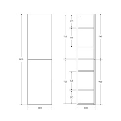 BelBagno Шкаф подвесной Due 40/150 без ручек оружейная сталь – фотография-4