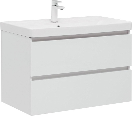 Aquanet Тумба под раковину Вега 80 подвесная белая глянцевая – фото-1